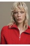 Zippered Collar Knit Patterned Knitwear Sweater - 6