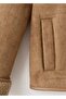 Faux Fur Leather Look Coat - 8