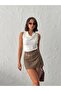 Blouse White Degaje Collar Buttoned Sleeveless Sandy Fabric Tank Top |   Women's Daily Casual Wear - 6