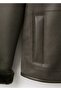 Faux Fur Leather Look Coat - 5