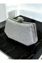 Silver Color Stone Pearl Detailed Handle Women's Evening Dress Bag - 6