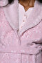 Women's Powder Shawl Collar Jacquard Winter Special Design Lace Maternity Pajama Set - 3