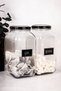 Set of 2 3 Liter Jars Tea Sugar Labeled 3000 ml Glass Jar Set with Metal Lid - 5