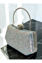 Silver Janjan Color Stone Pearl Detailed Handle Women's Evening Dress Bag - 2