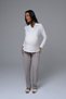 Women's Ecru Lace Patterned Winter 100% Cotton Maternity Pajamas Set 3-Piece Set - 4