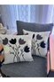 Bohemian Punch Embroidered Linen Cushion Cover Set of 2 - 43X43 cm - Anthracite Color - 3