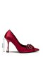 Satin Leather Stone-Embellished Lace-Up High Platform Heel Detailed Women's Evening Shoes 500 - 2