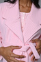 Women's Pink Jacquard Winter Special Design Lace Maternity Maternity Dressing Gown Pajama Set 3 Piece Set - 3