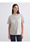 Two Mt Shop Quality Soulife Beige Combed Cotton Printed Oversize Short Sleeve Women's T-Shirt - 3