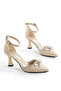 Pointed Toe Closed Back Bow Tie Thin Painted Heels Women's Shoes - 4