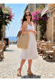 Hand Knitted Straw-Looking Large Size Scarf Detailed Lined Summer Beach/Tote Bag - 3