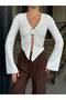 Spanish Sleeve Blouse with Accessory Detail on the Front - 4