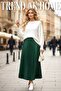 Emerald Green Skirt with Elastic Waist and Pleats - 5