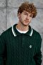 Men's Knitwear Gst Polo Collar Knitted Green Oversize Knitwear Fabric - 2