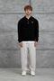 Men's Knitwear Gst Arma Polo Collar Black Oversize Knitwear Fabric - 3