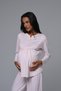 Women's Powder Shawl Collar Jacquard Lace Winter Design Maternity Pajamas Set 3-Piece Set - 5