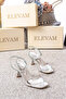 Silver Women's Heeled Casual Sandals Shoes - 3