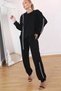 Women's Black Pearl Detailed Casual Blouse and Elastic Waist Trousers Set - 2