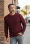 Men's Sweater Knitwear Sweater Burgundy Sweater Slim Fit - 4