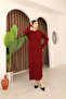 Women's Burgundy Long Sleeve Maxi Knit Dress - 5
