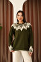 Crew Neck Patterned Knit Sweater - 4