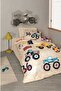 Cottonbox Junior Single Fitted Sheet Duvet Cover Set Cars Beige