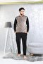 Men's Black Patterned Long Sleeve Cotton Winter Men's Pajama Set - 2