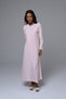 Women's Pink Jacquard Shawl Collar Full Length Winter Long Sleeve Design Maternity Nightgown Nightdress Set - 5