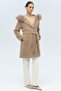 Plush Coat with Fur Hood and Pearl Detail Vi̇zon 3097-Tk - 5
