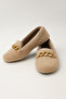 Women's Beige Chain Plush Home Slippers with Stone Accessories Byndvt04 - 6