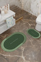 Water Absorbent Set of 2 Bath Mats Non-Slip Base Machine Washable Ablution Mat - 2