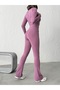 Winter Fleece-Lined High Waist t Shaping / Sculpting Spanish Leg Flare Women's Leggings Trousers Dusty Rose Pink - 7