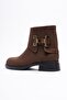 Zamira Women's Brown Suede Boots with Gold Accessories - 4