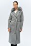 Batwing Sleeve Detachable Fur Punto Stitching Detailed Cashmere Coat Gray 3120-Tk - 3