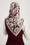 Flower Dream - Burgundy - 100% Silk Twill Scarf - 90X90 cm - 3
