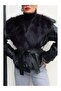 Fur-Collar Leather Belted Jacket - 2