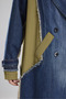 Women's Denim Garnished Woven Fabric Mixed Design Trench Coat - 7