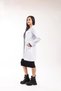 Women - Tunic Length, Classic Collar, Long Sleeve White Apron - 3