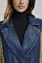 Women's Denim Garnished Woven Fabric Mixed Design Trench Coat - 8