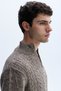 Men's Brown Mulineli Zippered Stand Collar Sweater - 4