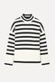 Women's Ecru Loose Fit Striped Sweater - 3