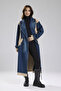 Women's Denim Garnished Woven Fabric Mixed Design Trench Coat - 5