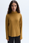 Women's Saffron Color High-Neck Knitted Sweatshirt