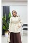 Drawstring Waist Zippered Side Pocket Hooded Hijab Leather Coat 62622 - 5
