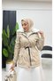 Fur Collar Detailed Waist-Tied Waterproof Hijab Coat- Brc6261 - 2