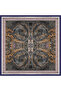 Golden Garden - Navy Blue - Aurora Patterned Janjan Scarf - 90X90 cm - 5