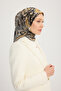 وشاح جانجان - رمادي - بنقشة أورورا - 90x90 سم - 2