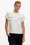 Striped Detailed Pocketed Ecru Knitted Ecru T-Shirt - 6