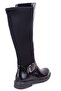 Dza07-8965545 Black Wrinkled Patent Leather Stretch Flat Heel Women's Boots - 4