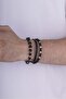 Onyx Hematite Stone Braided Leather Men's Leather Bracelet Combination - 2